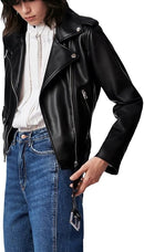 Women's PU Faux Leather Motorcycle Biker Jacket