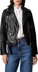 Women's PU Faux Leather Motorcycle Biker Jacket