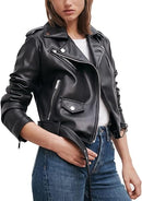 Women's PU Faux Leather Motorcycle Biker Jacket