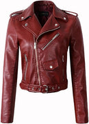 Women's PU Faux Leather Motorcycle Biker Jacket