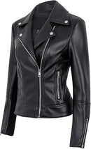 Women's Faux Leather Moto Jacket – Slim Fit Biker Coat