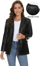 Women's Oversized Faux Leather Blazer & Shorts Set