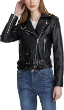 Women's PU Faux Leather Motorcycle Biker Jacket