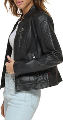 Women's Faux Leather Motocross Racer Jacket