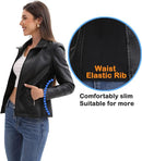 Women's Faux Leather Motorcycle Biker Jacket