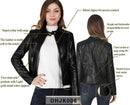 Women's Black Cropped Faux Leather Biker Jacket