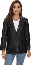Women's Oversized Faux Leather Blazer & Shorts Set