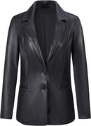 Women's PU Faux Leather Blazer Jacket | Classic Style