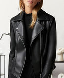Women's Faux Leather Moto Jacket – Slim Fit Biker Coat