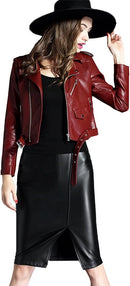 Women's PU Faux Leather Motorcycle Biker Jacket