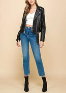 Women's Faux Leather Moto Biker Jacket – Asymmetric Zip