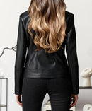 Women's Faux Leather Moto Jacket – Slim Fit Biker Coat