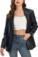 Women's Oversized Faux Leather Blazer & Shorts Set