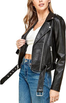 Women's Faux Leather Moto Biker Jacket – Asymmetric Zip