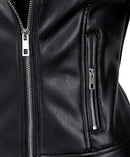 Women's Faux Leather Moto Jacket – Slim Fit Biker Coat