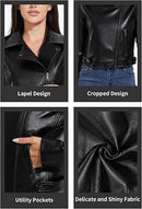 Women's Cropped Faux Leather Biker Jacket