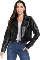 Women's Cropped Faux Leather Biker Jacket