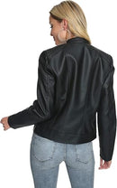 Women's Stand Collar Faux Leather Jacket