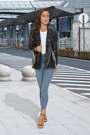 Women's Oversized Faux Leather Blazer & Shorts Set