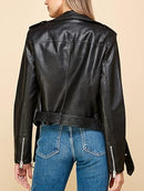 Women's Faux Leather Moto Biker Jacket – Asymmetric Zip