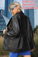 Women's PU Faux Leather Blazer Jacket | Classic Style