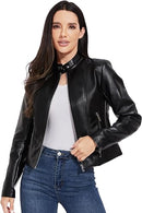Women's Cropped Faux Leather Biker Jacket